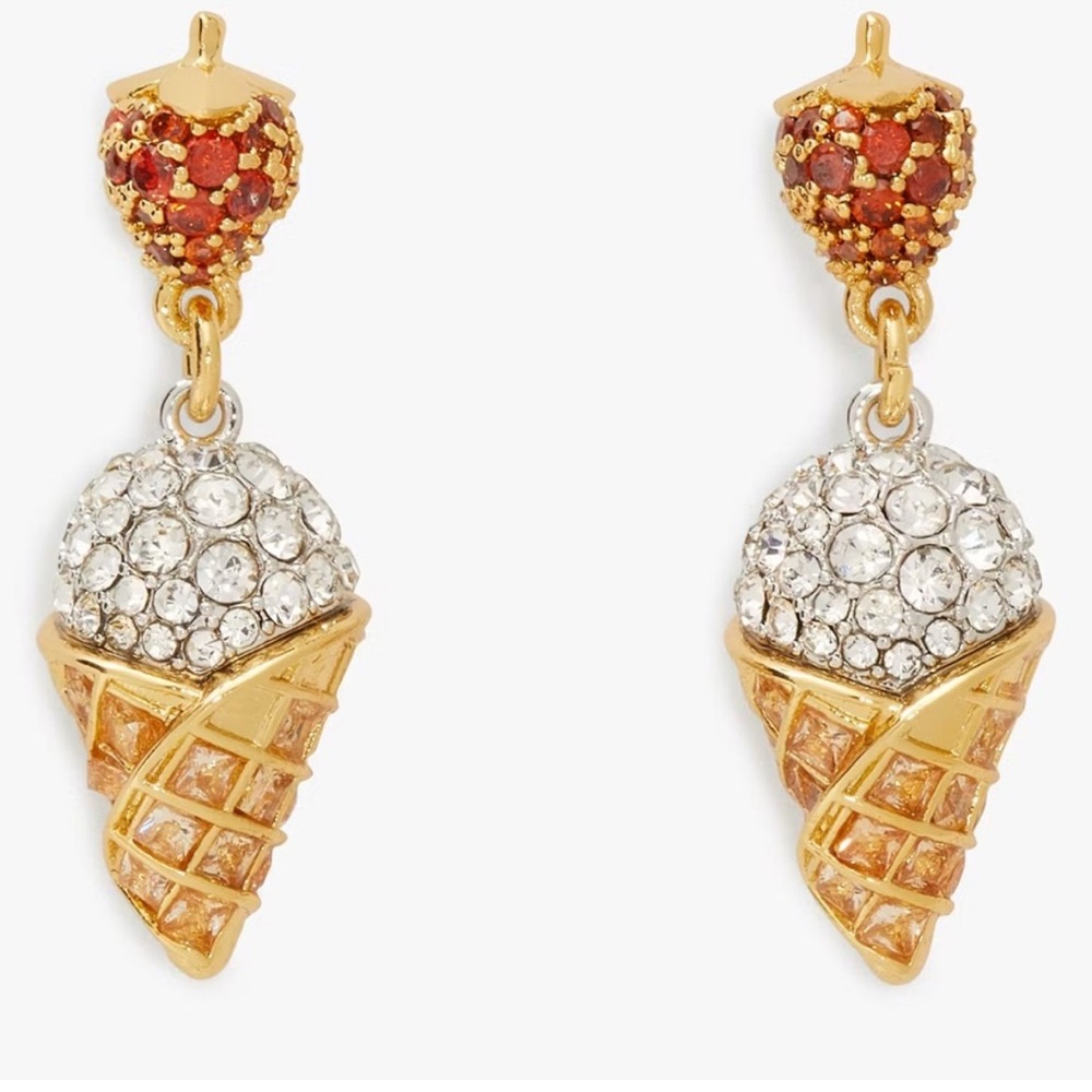 Kate Spade‎ What A Snack Strawberry Ice Cream Drop Earrings NEW